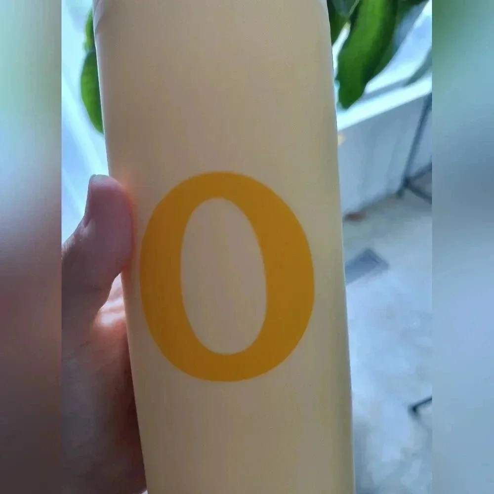 Monogram O letter yellow orange large tumbler lid cup straw name women's 20 oz - Picture 6 of 6
